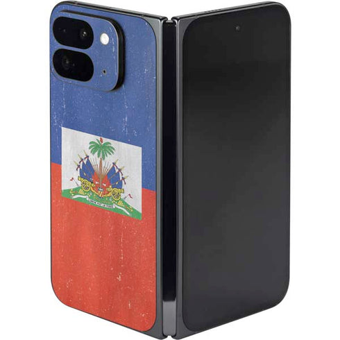 Haiti Flag Distressed Google Pixel 9 Pro Fold Skin